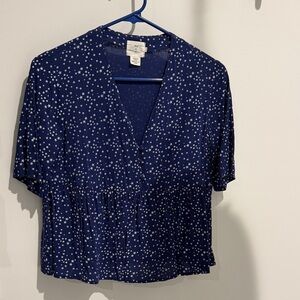 Urban outfitters Navy Star Print Blouse